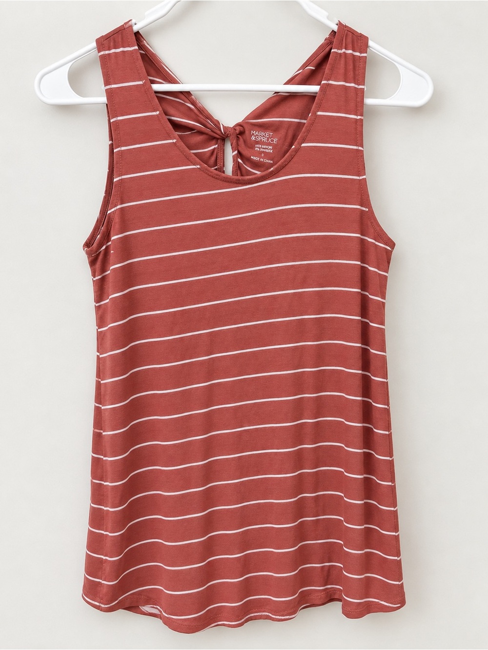 Market & Spruce Rust and White Striped Tie-Back Tank